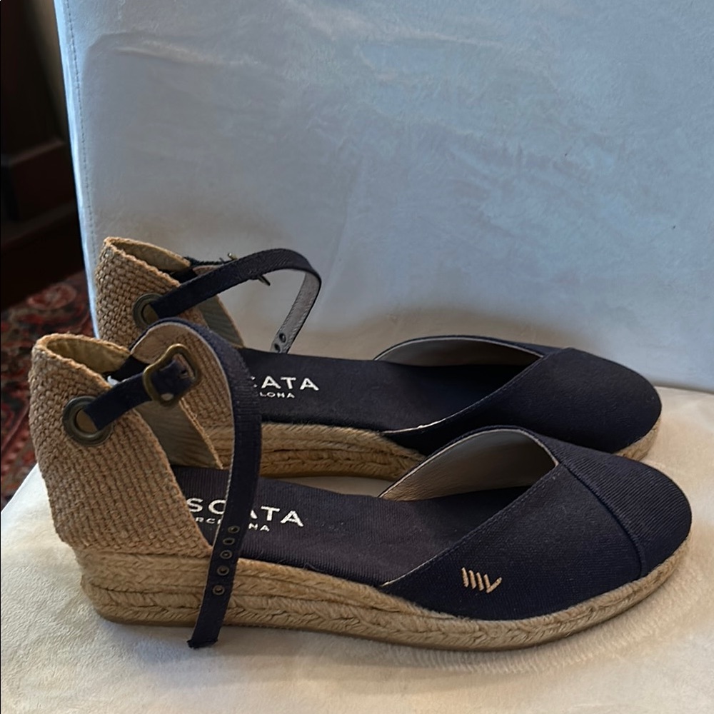 Viscata Barcelona Navy Espadrille Wedges